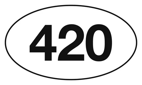 420 oval sticker: big black 420 in a black-outlined white oval