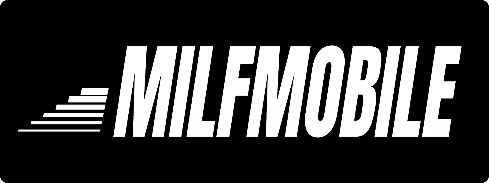 MILFMOBILE bumper sticker: heavy white italic lettering with speed lines trailing behind, on black